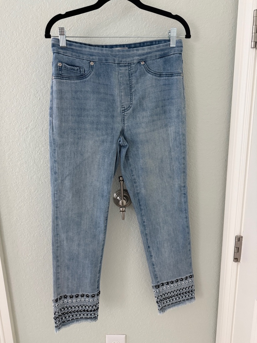 Tribal Light Blue Skinny Jeans with Embellished Cuffs